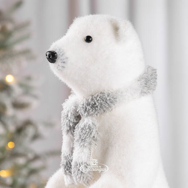 Декоративная фигура Медведь Вулли в шарфе - Warm heart 40 см Christmas Deluxe