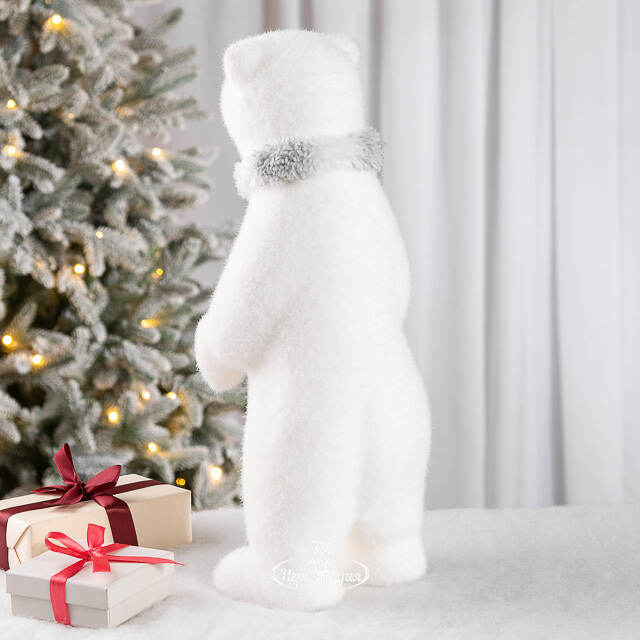 Декоративная фигура Медведь Вулли в шарфе - Warm heart 40 см Christmas Deluxe