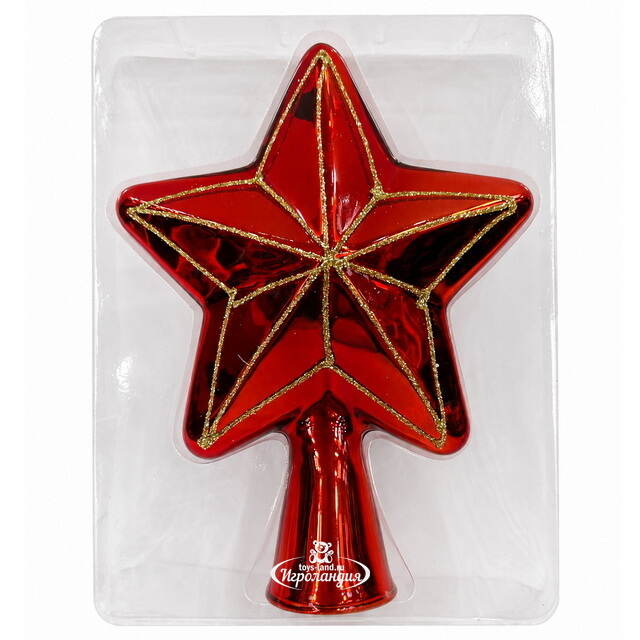 Звезда на елку Рейнем 18 см красная, стекло Christmas Deluxe (Кристмас Делюкс)