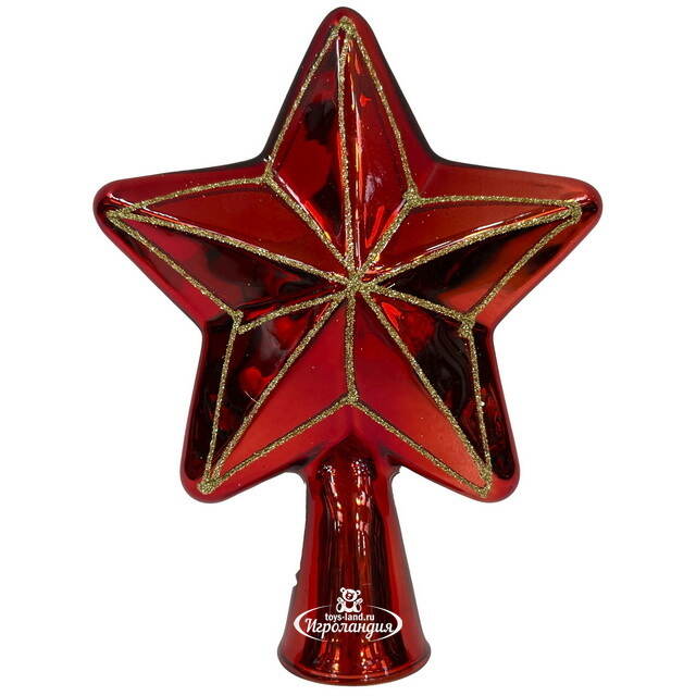 Звезда на елку Рейнем 18 см красная, стекло Christmas Deluxe (Кристмас Делюкс)
