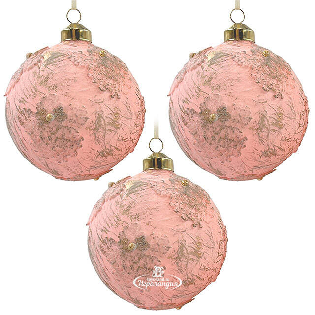 Набор стеклянных шаров Nerina - Pink Lace 10 см, 6 шт Christmas Deluxe