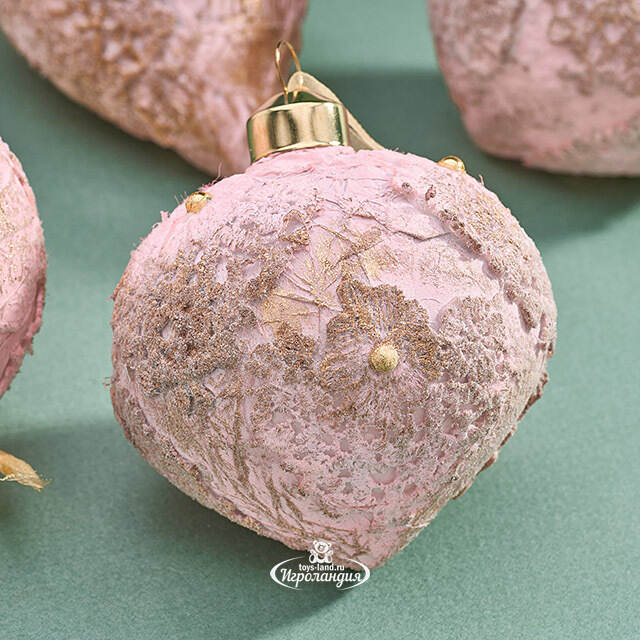 Набор стеклянных елочных игрушек Nerina - Pink Lace 8 см, 9 шт Christmas Deluxe