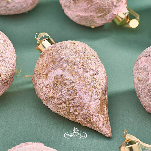 Набор стеклянных елочных игрушек Nerina - Pink Lace 8 см, 9 шт Christmas Deluxe