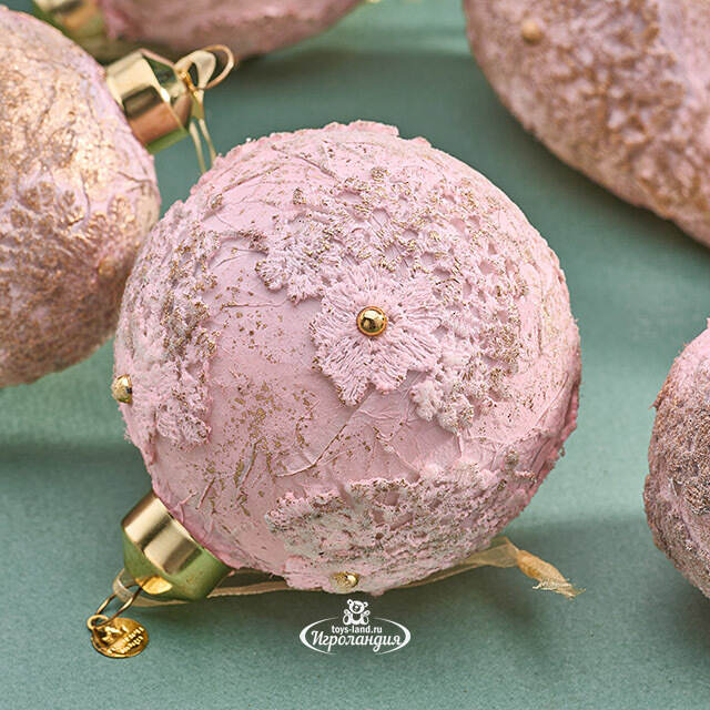 Набор стеклянных елочных игрушек Nerina - Pink Lace 8 см, 9 шт Christmas Deluxe