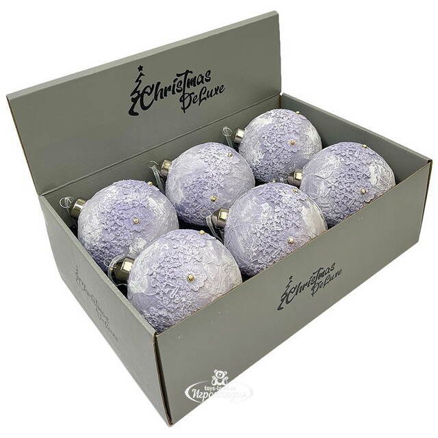 Набор стеклянных шаров Nerina - Blue Lace 10 см, 6 шт Christmas Deluxe