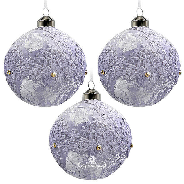 Набор стеклянных шаров Nerina - Blue Lace 10 см, 6 шт Christmas Deluxe