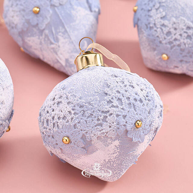 Набор стеклянных елочных игрушек Nerina - Blue Lace 8 см, 9 шт Christmas Deluxe