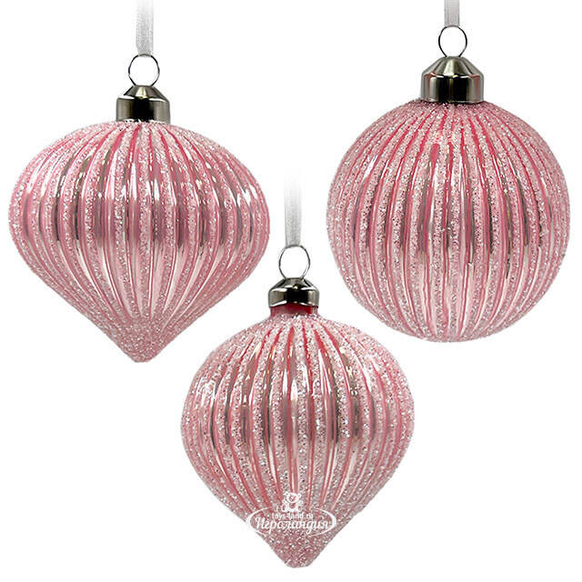 Набор стеклянных елочных игрушек Lucretia - Pink Dreams 8 см, 9 шт Christmas Deluxe