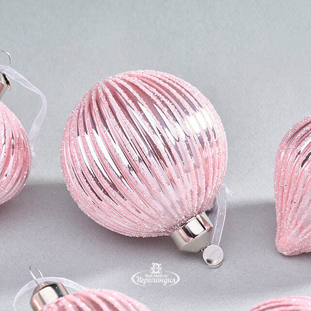 Набор стеклянных елочных игрушек Lucretia - Pink Dreams 8 см, 9 шт Christmas Deluxe
