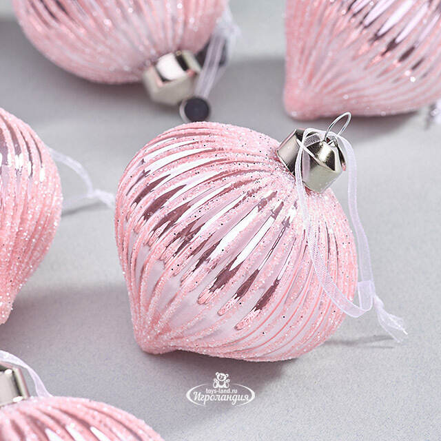 Набор стеклянных елочных игрушек Lucretia - Pink Dreams 8 см, 9 шт Christmas Deluxe
