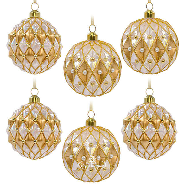 Набор стеклянных шаров Roncade - Cream Gold 8 см, 9 шт Christmas Deluxe