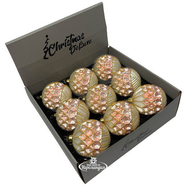 Набор стеклянных шаров Roncade - Rose Gold 8 см, 9 шт Christmas Deluxe