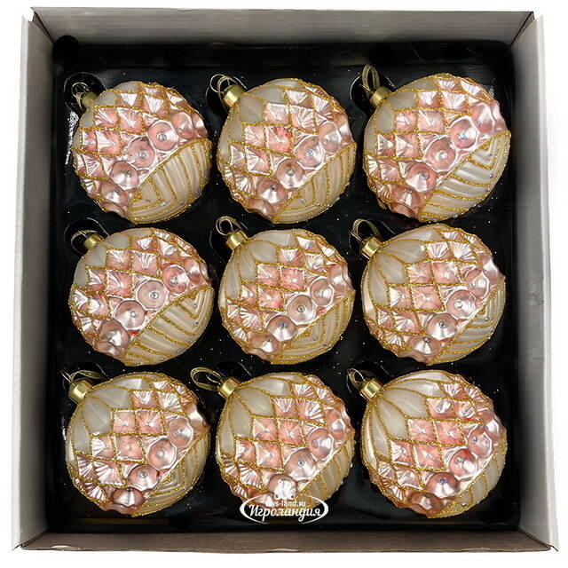 Набор стеклянных шаров Roncade - Rose Gold 8 см, 9 шт Christmas Deluxe