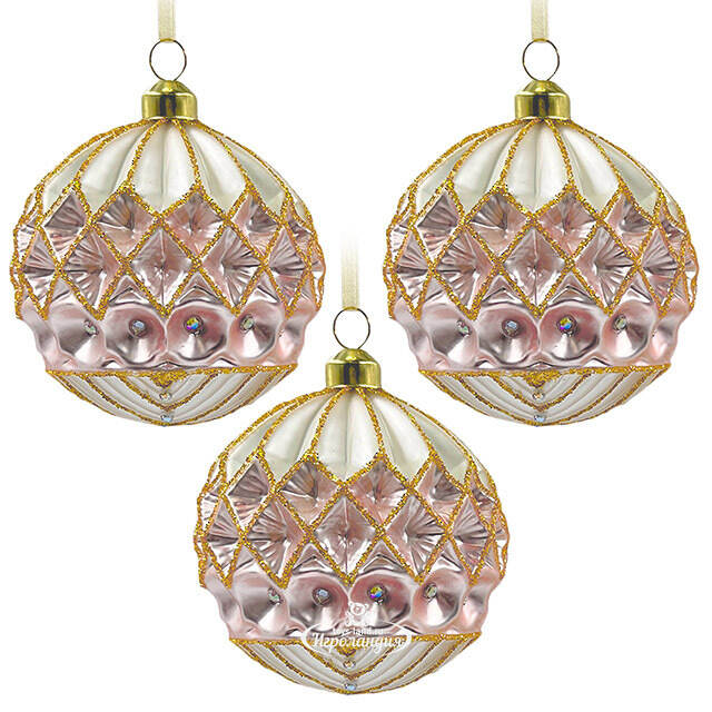 Набор стеклянных шаров Roncade - Rose Gold 8 см, 9 шт Christmas Deluxe