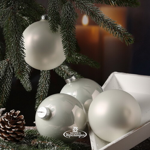 Набор стеклянных шаров 6 см белый mix, 10 шт Winter Deco