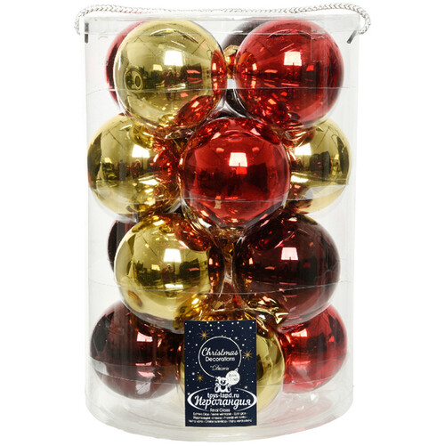 Коллекция стеклянных шаров Золотая Осень 8 см, 16 шт Winter Deco