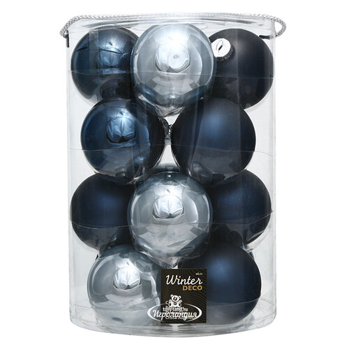 Коллекция стеклянных шаров Сапфировая Ночь 8 см, 16 шт Winter Deco