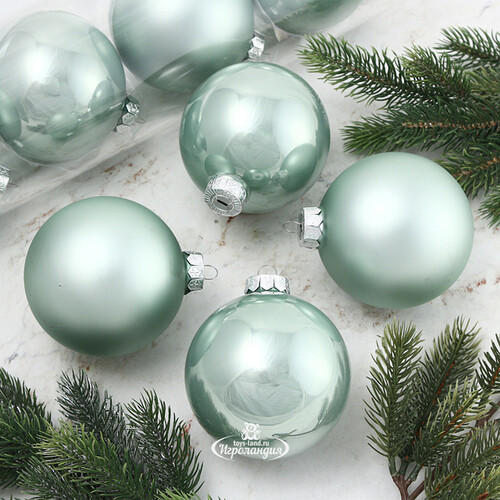 Набор стеклянных шаров 10 см мятный mix, 4 шт Winter Deco