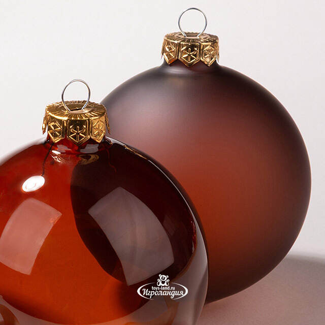 Елочные шары Bubble 10 см эспрессо, 3 шт, стекло Kaemingk