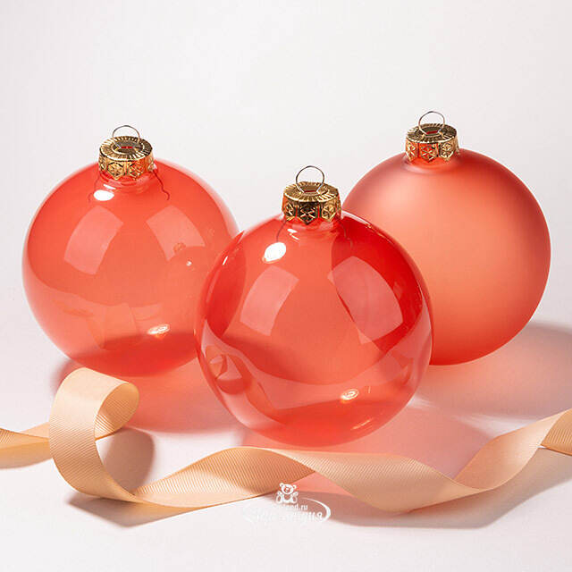 Елочные шары Bubble 10 см пряная тыква, 3 шт, стекло Kaemingk