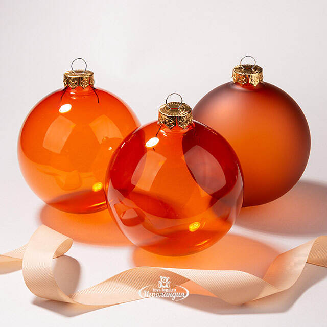 Елочные шары Bubble 10 см warm cider, 3 шт, стекло Kaemingk