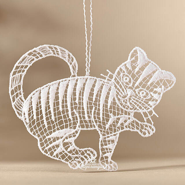Кружевная елочная игрушка Кошка Мисси 9 см Vogel (Вогель)