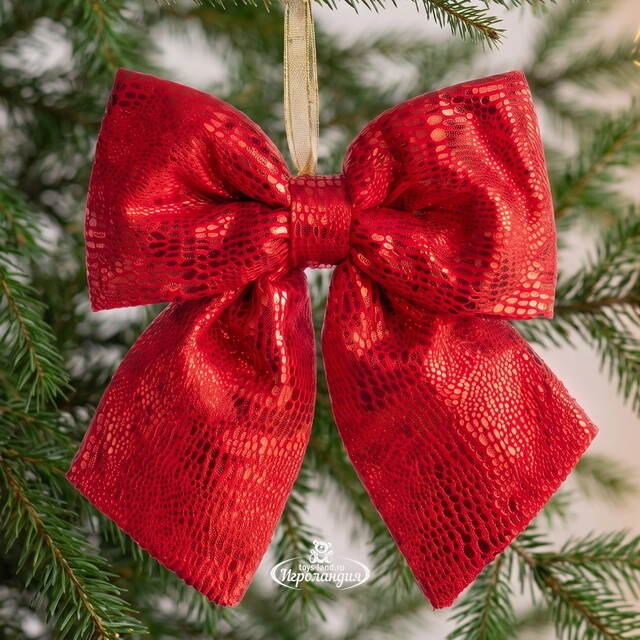 Бант на елку Сияющий Шик 28*25 см алый Christmas Deluxe (Кристмас Делюкс)