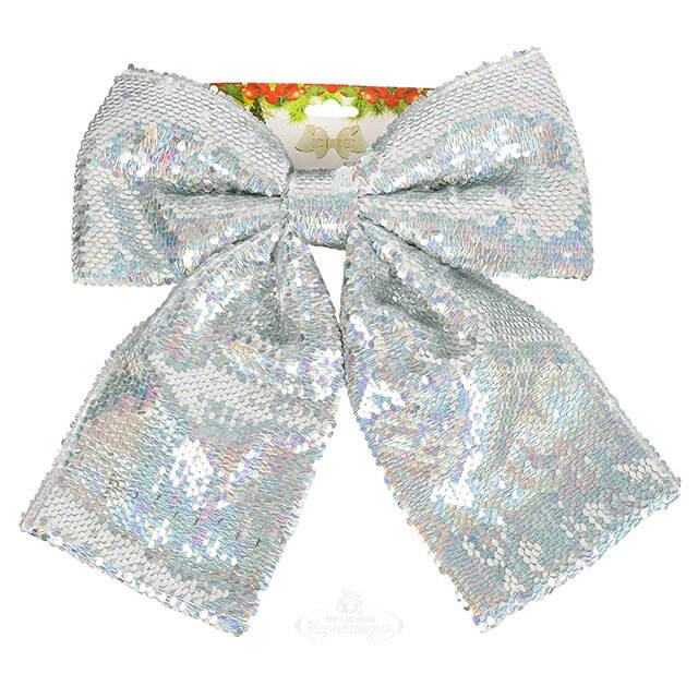 Бант на елку Sparkle Style 28*25 см серебряный Christmas Deluxe