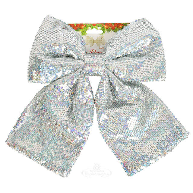 Бант на елку Sparkle Style 22*20 см серебряный Christmas Deluxe