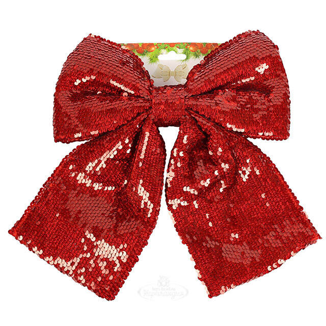 Бант на елку Sparkle Style 22*20 см красный Christmas Deluxe