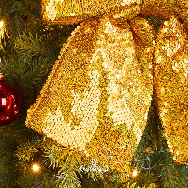 Бант на елку Sparkle Style 28*25 см золотой Christmas Deluxe