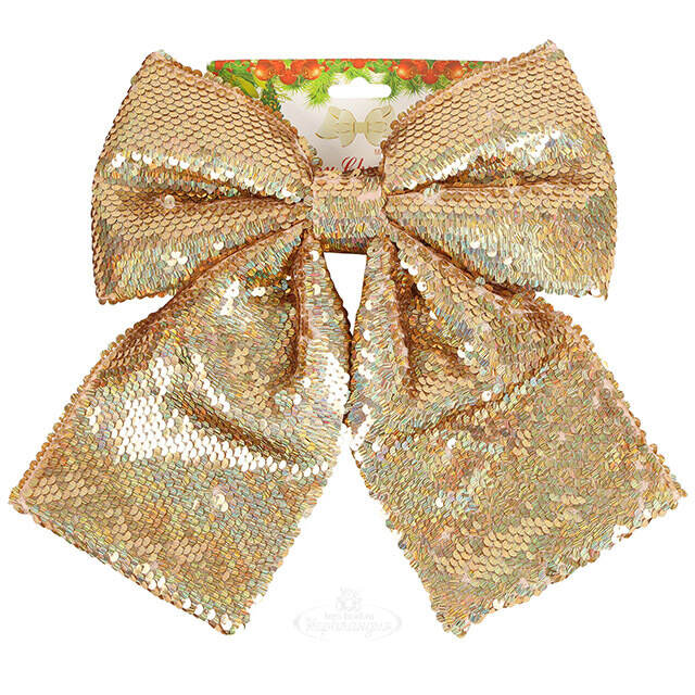 Бант на елку Sparkle Style 22*20 см шампань Christmas Deluxe