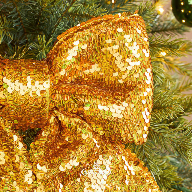 Бант на елку Sparkle Style 22*20 см золотой Christmas Deluxe