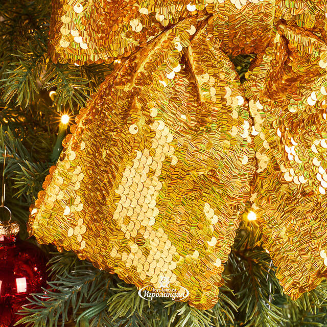 Бант на елку Sparkle Style 22*20 см золотой Christmas Deluxe