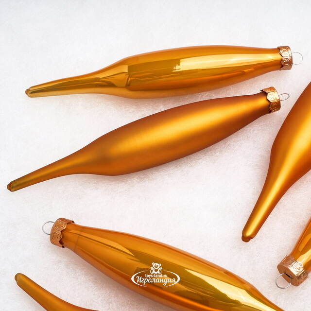 Набор елочных игрушек Сосульки 15 см золотая охра, 6 шт, стекло Kaemingk (Кейминг)