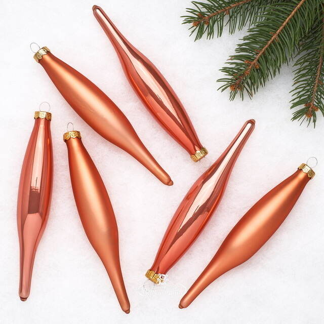 Набор елочных игрушек Сосульки 15 см пряная тыква, 6 шт Kaemingk (Кейминг)