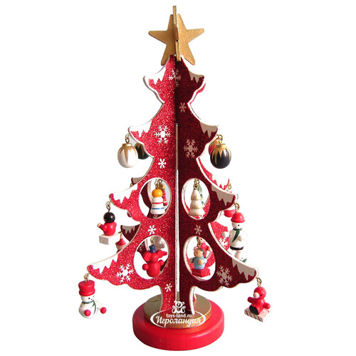 Сувенирная елка с игрушками Нарядная 26 см красная Breitner