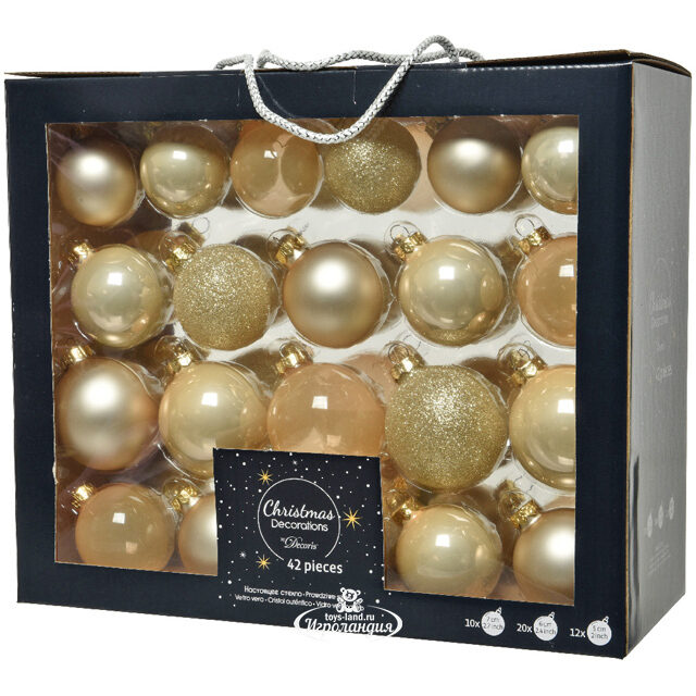 Набор стеклянных шаров Color Symphony: Перламутровый, 5-7 см, 42 шт Kaemingk