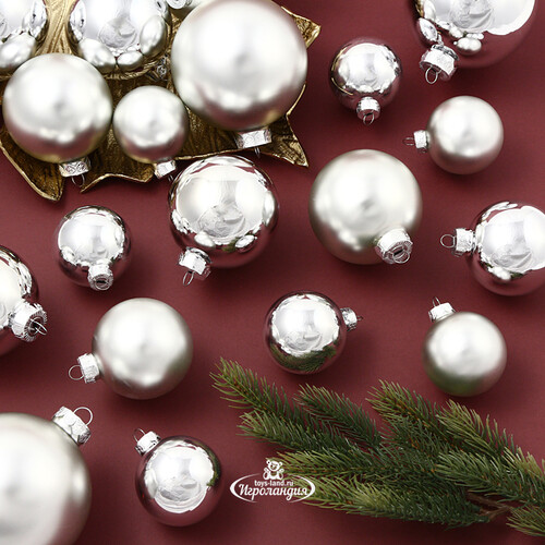 Набор стеклянных шаров Magnifique: Серебряный, 6-10 см, 44 шт Kaemingk