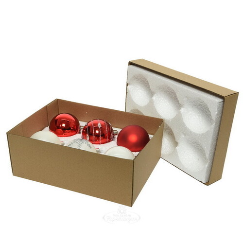 Набор стеклянных шаров Монклер: Chinese White 8 см, 6 шт Kaemingk