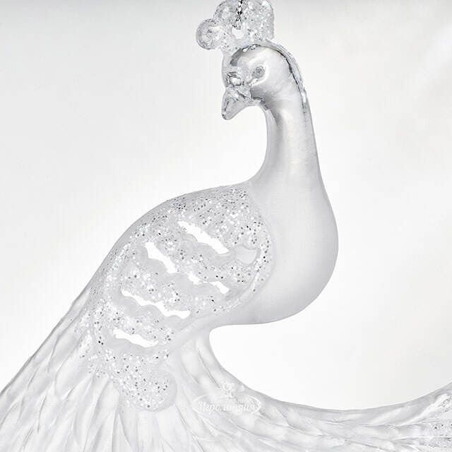 Елочная игрушка Павлин 15 см серебряный, подвеска Forest Market