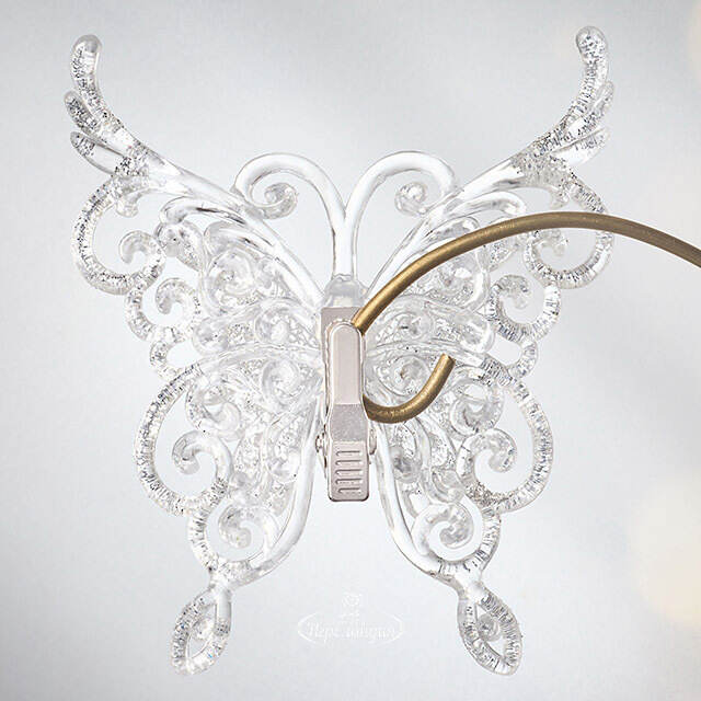 Елочное украшение Бабочка Ажурная 12 см серебряная, клипса Forest Market