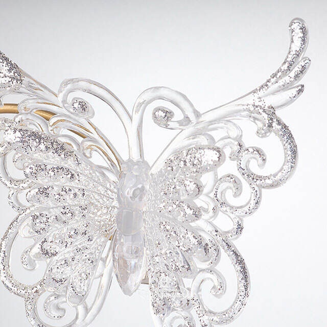 Елочное украшение Бабочка Ажурная 12 см серебряная, клипса Forest Market
