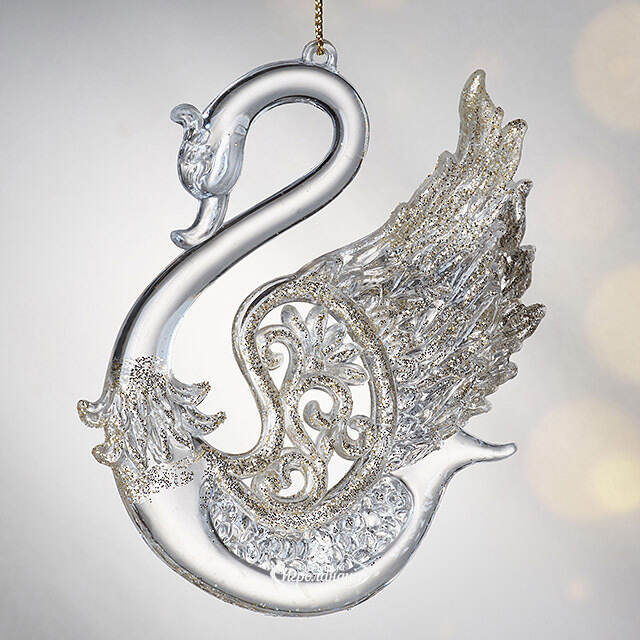 Елочная игрушка Царевна-Лебедь, 12 см, шампань, подвеска Forest Market