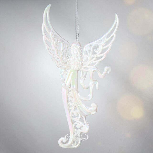 Елочная игрушка Ангел Благовестник 17 см серебряный, подвеска Forest Market