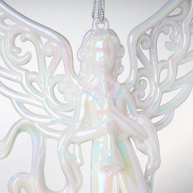 Елочная игрушка Ангел Благовестник 17 см серебряный, подвеска Forest Market