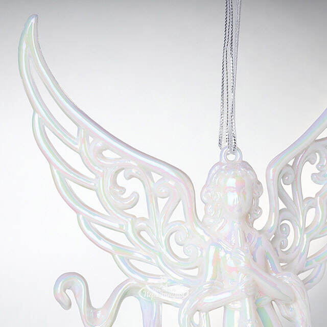 Елочная игрушка Ангел Благовестник 17 см серебряный, подвеска Forest Market