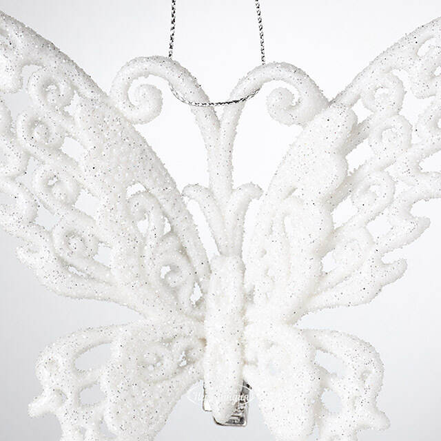 Елочное украшение Махаон Ажурный 15 см белый, клипса Forest Market
