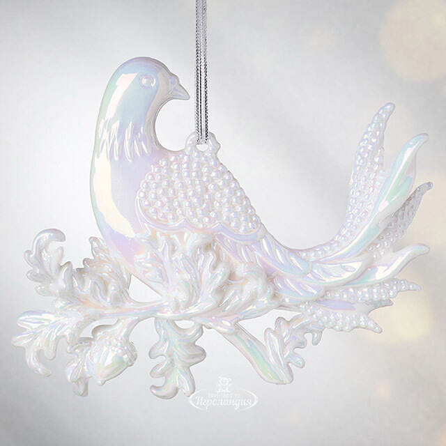 Елочная игрушка Голубка 10 см белая, подвеска Forest Market