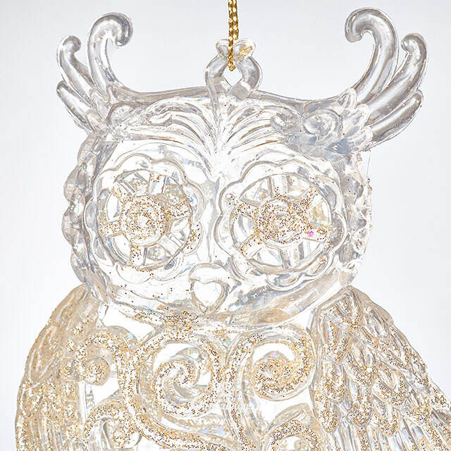 Елочная игрушка Сова на Веточке 12 см серебряно-золотая, подвеска Forest Market